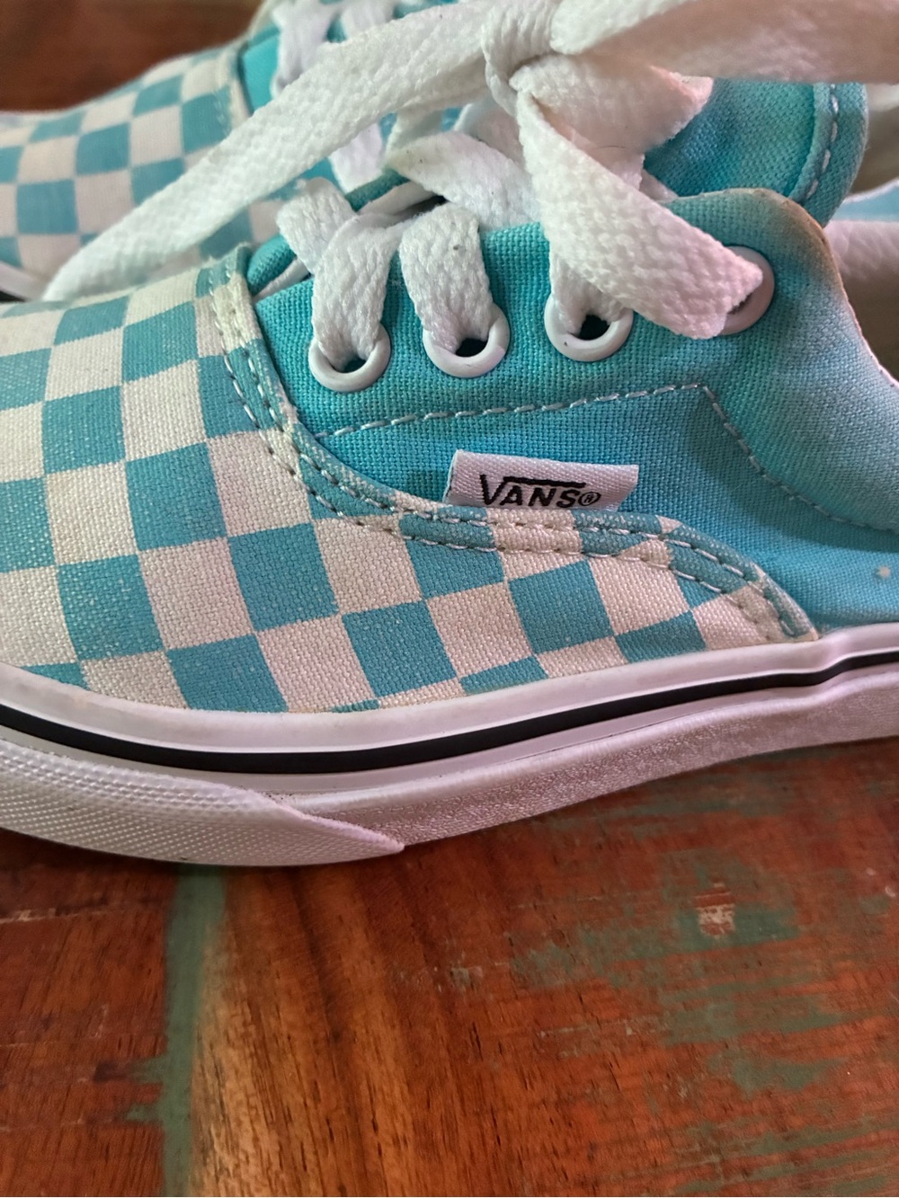 Vans Ward Checkerboard Light Blue Checkered Stake Broad Shoes Youth (Size: 2)